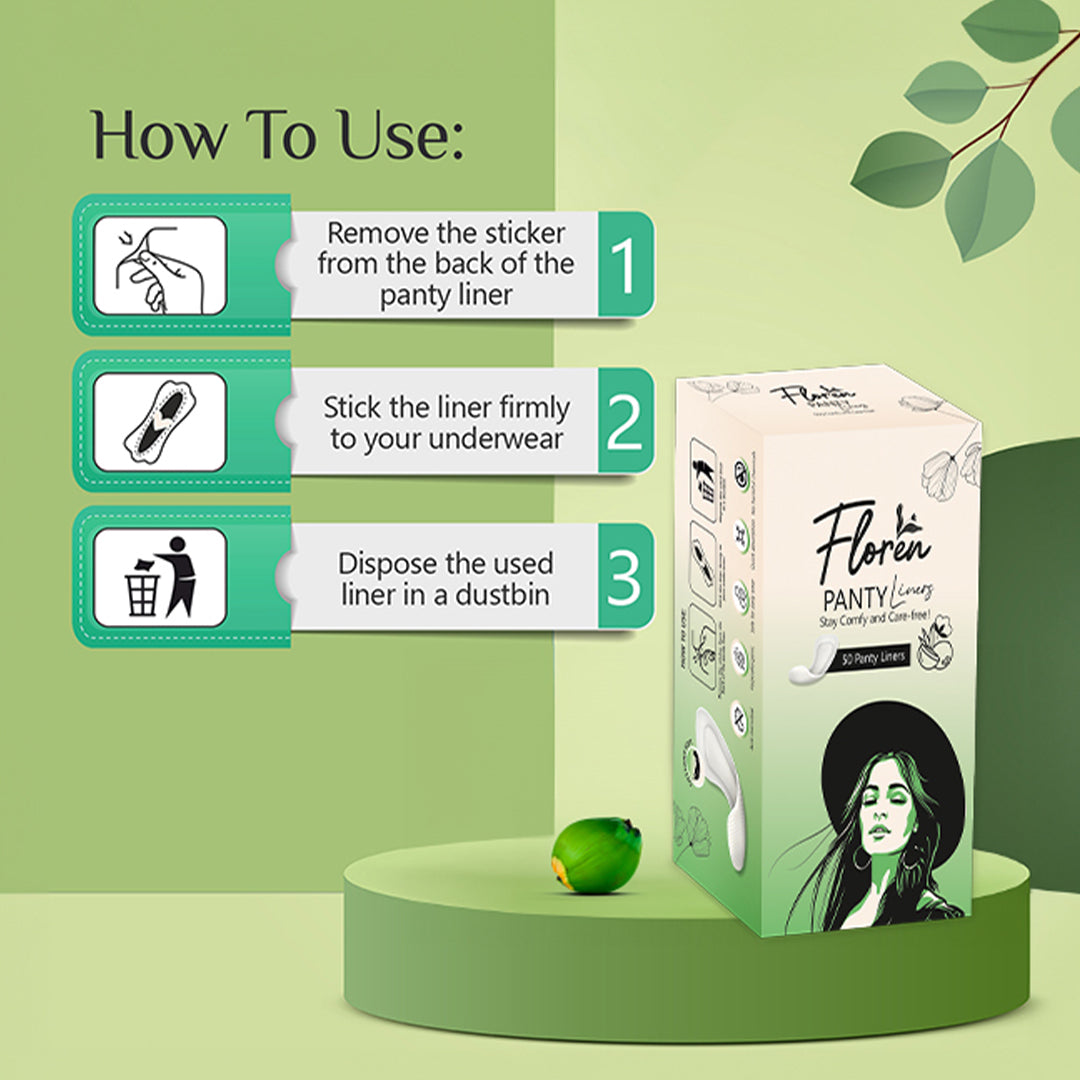 FLOREN Panty Liners | Curvy Design for Extra Comfort | Cottony-Soft Surface with 185mm Wide Optimal Coverage (50 Liners) - Pack of 1