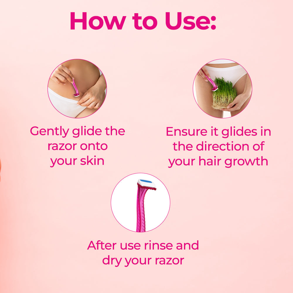 Floren Bikini Line Razor for Women | Aloe Vera & Vit E | Gentle on Skin | Hair Removal Razor | No Irritation | Pack of 2