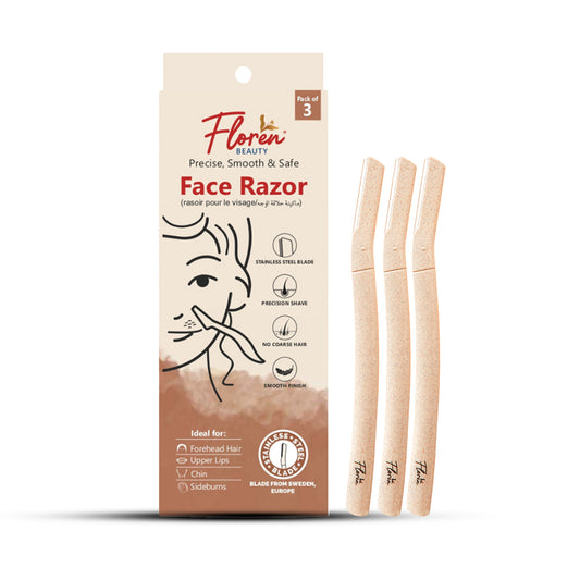 Floren Face Razor For Women I For Smooth & Effortless Facial Hair Removal I Suitable For Peach Fuzz, Chin, Upper Lips, Eyebrows I Set Of 3