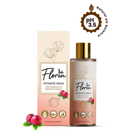 Floren Intimate Hygiene Wash For Women, 120ml, pH balanced, Prevents Itching, Irritation & Dryness, Paraben Free & SLS free , Pack of 1