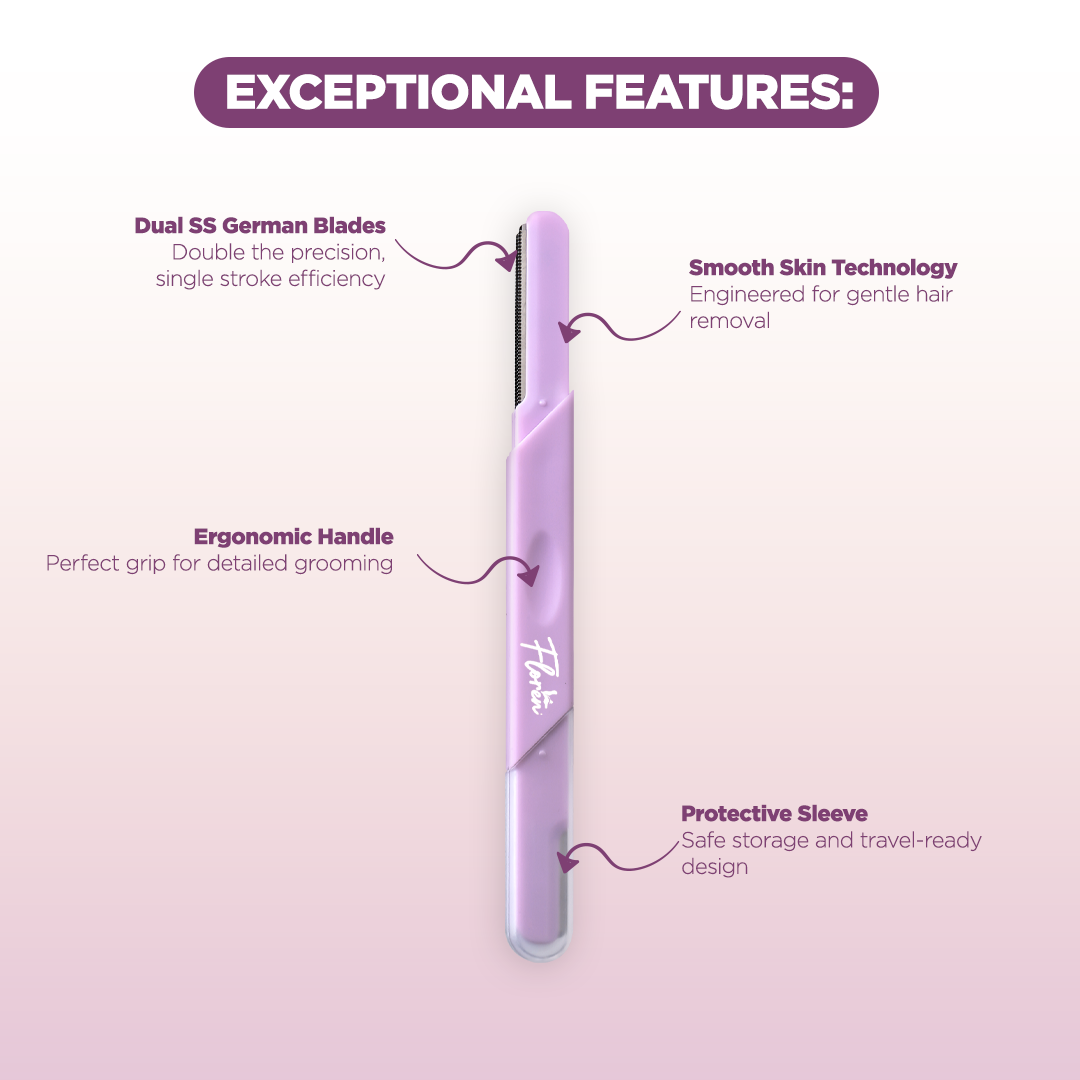 Floren Face & Eyebrow Dual facial razor for women | Dual Blade Razor | 3N | Smooth Skin | German Blades | Easy Precision Shave