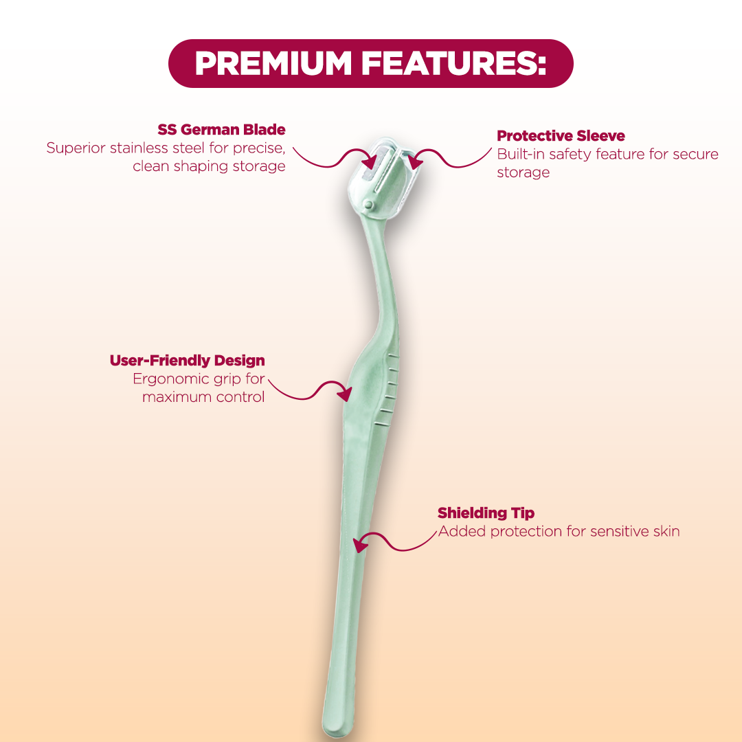 Floren Dermaplaning Tool |Eyebrow Shaper - Pack of 3 | Painless Shaving Razor | SS German Blade | Targeted Corner Hair | upper lips, chin | Smooth and fuzz free