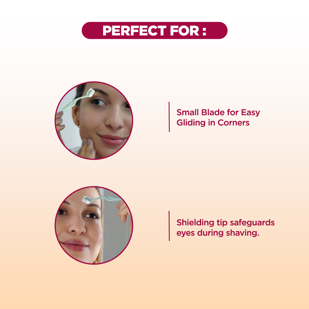 Floren Dermaplaning Tool |Eyebrow Shaper - Pack of 3 | Painless Shaving Razor | SS German Blade | Targeted Corner Hair | upper lips, chin | Smooth and fuzz free