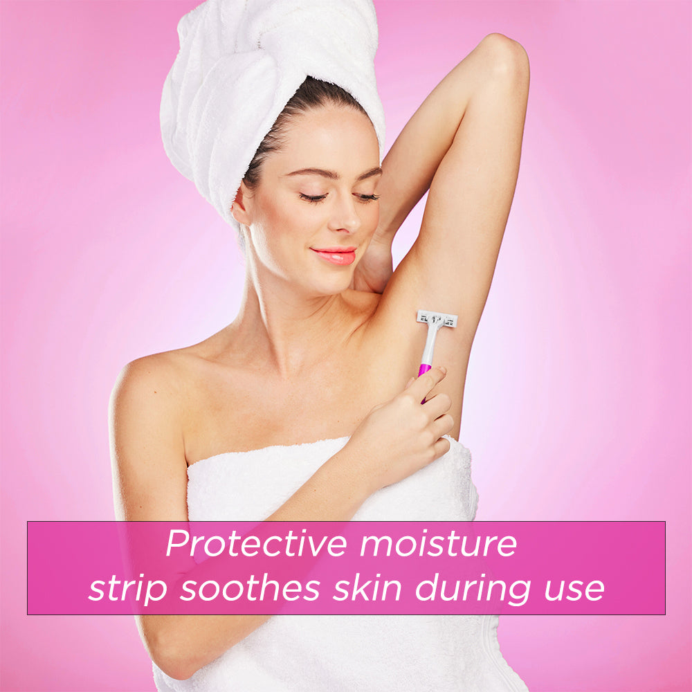 Floren Disposable Body Razors for Women - Pack of 5 | With Aloe Vera & Vitamin E Strip | 3 Premium SS European Blade | Smooth & Clean Shave | Hair Removal | For Arms, legs and Bikini Line |(Buy 4, Get 1 Free)|