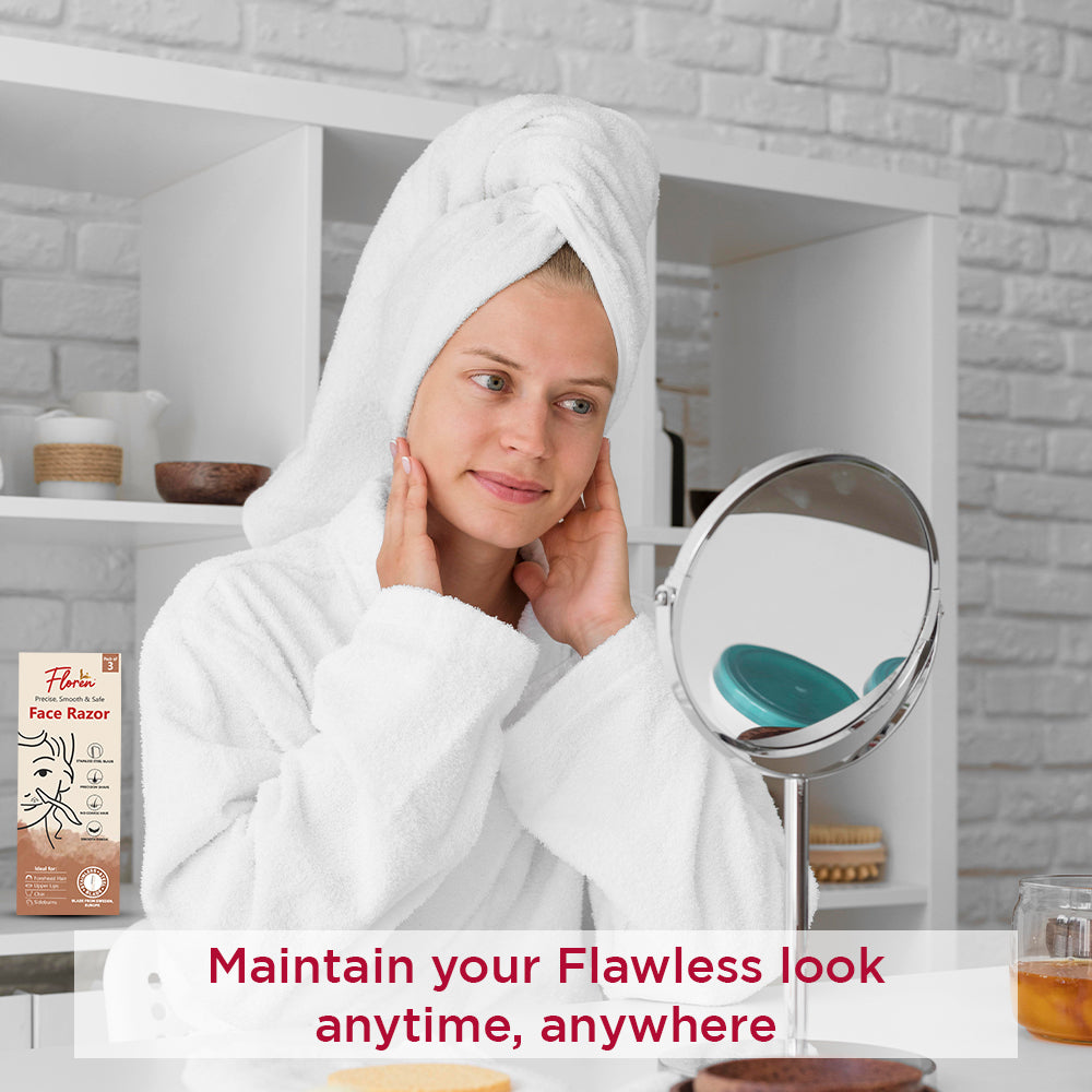 Floren Face Razor For Women I For Smooth & Effortless Facial Hair Removal I Suitable For Peach Fuzz, Chin, Upper Lips, Eyebrows I Set Of 3