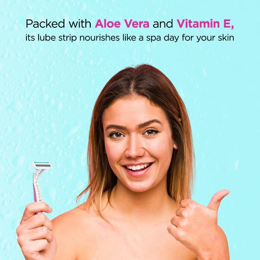 Floren Disposable Body Razors for Women - Pack of 5 | With Aloe Vera & Vitamin E Strip | 3 Premium SS European Blade | Smooth & Clean Shave | Hair Removal | For Arms, legs and Bikini Line |(Buy 4, Get 1 Free)|