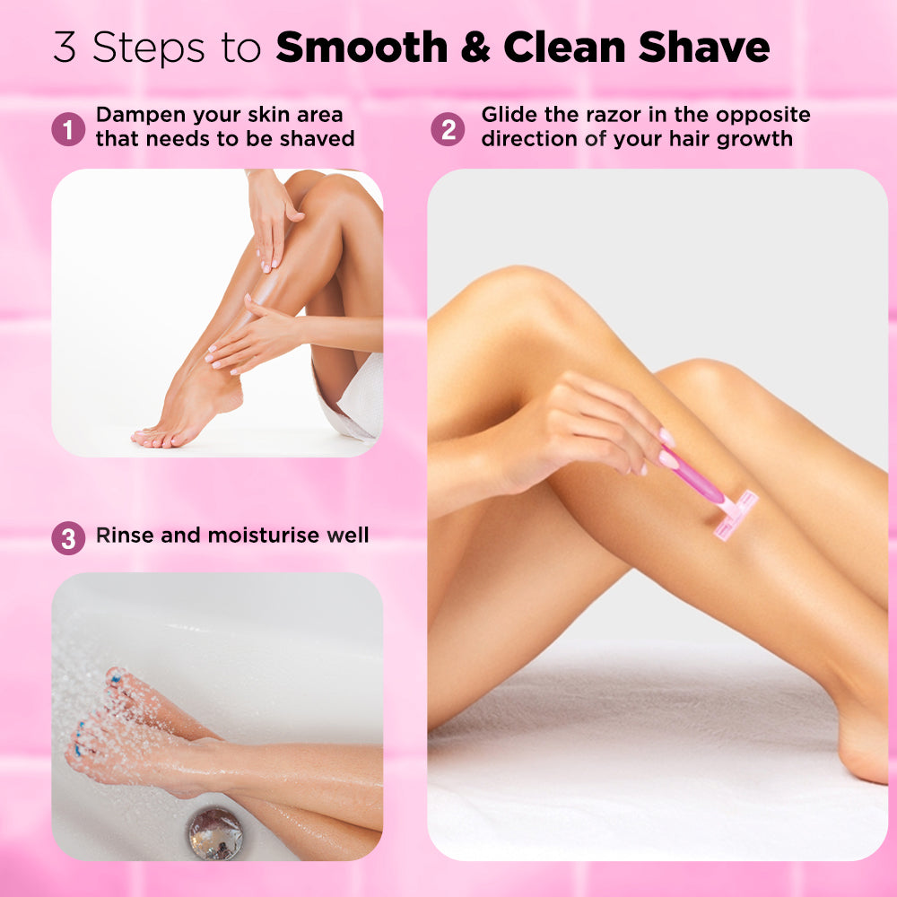Floren Disposable Body Razors for Women - Pack of 5 | With Aloe Vera & Vitamin E Strip | 3 Premium SS European Blade | Smooth & Clean Shave | Hair Removal | For Arms, legs and Bikini Line |(Buy 4, Get 1 Free)|
