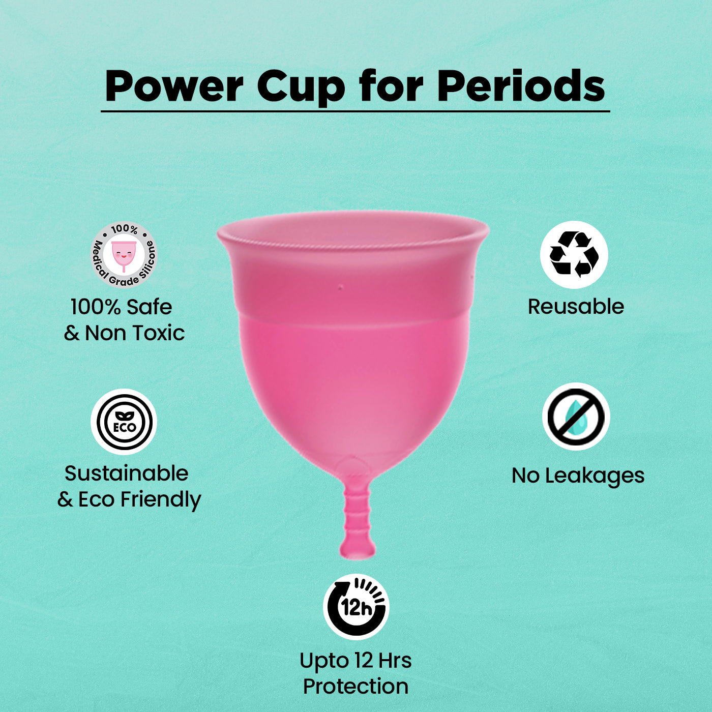 Floren Reusable Menstrual Cup for Women with Pouch | FDA Approved, 100% Medical Grade Silicone, Ultra Soft, Odour and Rash Free, No Leakage, Protects Up to 8-10 Hours - Pack of 1